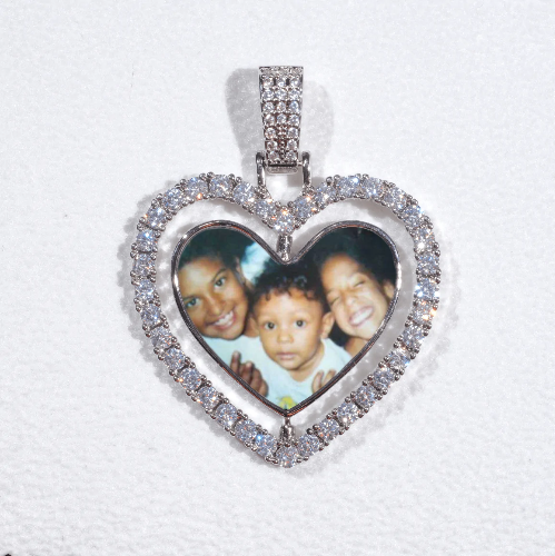 3D Spinning 2-Faced Heart Custom Picture Pendant