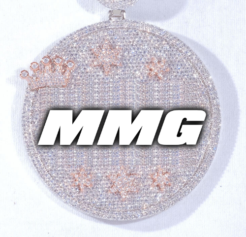 CUSTOM LETTER NECKLACE 3D BIG CROWN DISC