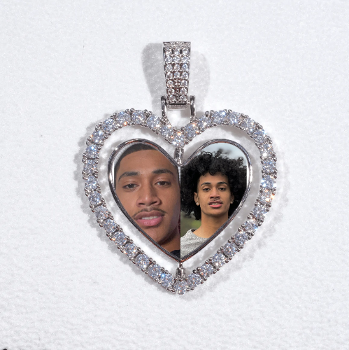 3D Spinning 2-Faced Heart Custom Picture Pendant