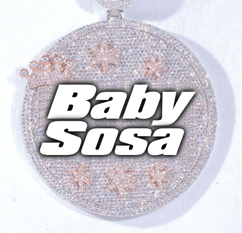 CUSTOM LETTER NECKLACE 3D BIG CROWN DISC
