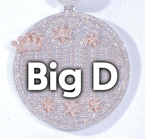 CUSTOM LETTER NECKLACE 3D BIG CROWN DISC