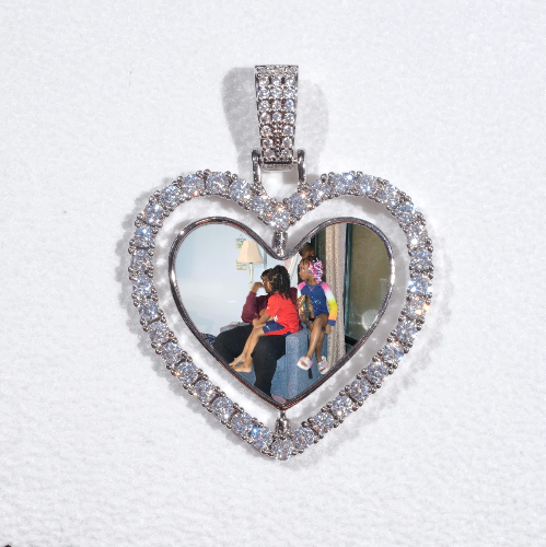 3D Spinning 2-Faced Heart Custom Picture Pendant