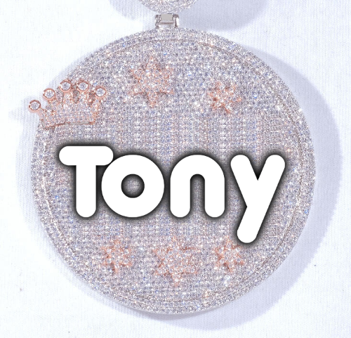 CUSTOM LETTER NECKLACE 3D BIG CROWN DISC