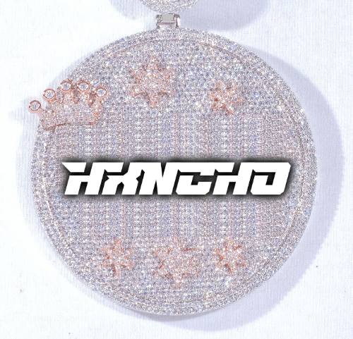 CUSTOM LETTER NECKLACE 3D BIG CROWN DISC