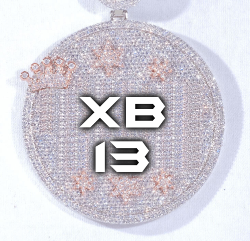 CUSTOM LETTER NECKLACE 3D BIG CROWN DISC