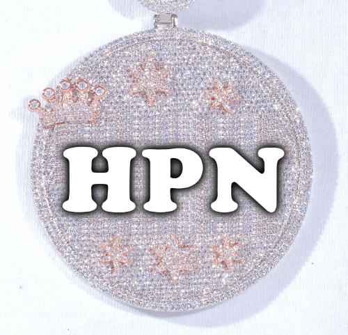 CUSTOM LETTER NECKLACE 3D BIG CROWN DISC
