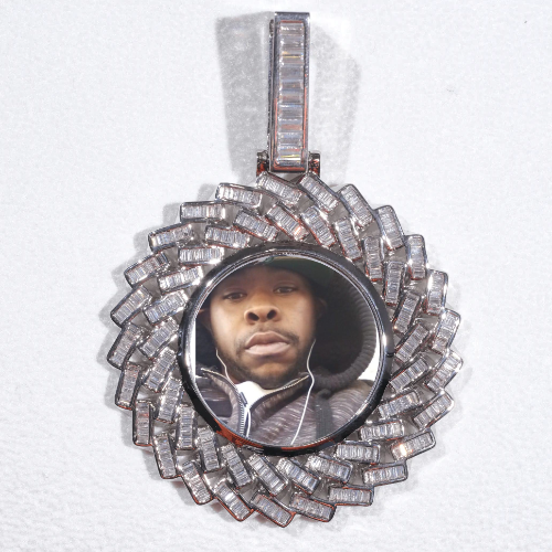 Large 3D Baguette Custom Picture Pendant