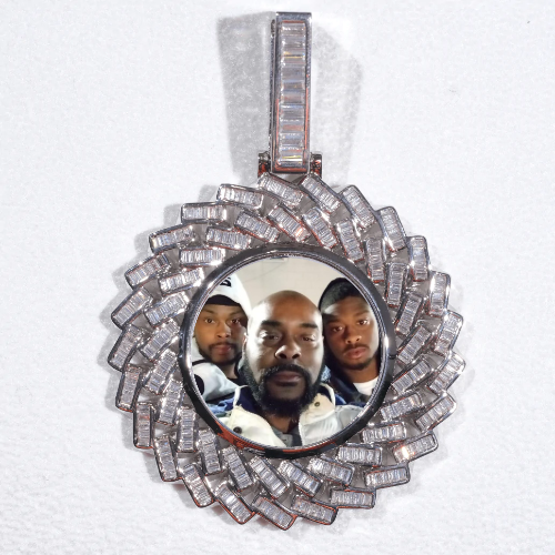 Large 3D Baguette Custom Picture Pendant