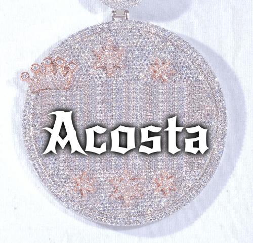 CUSTOM LETTER NECKLACE 3D BIG CROWN DISC