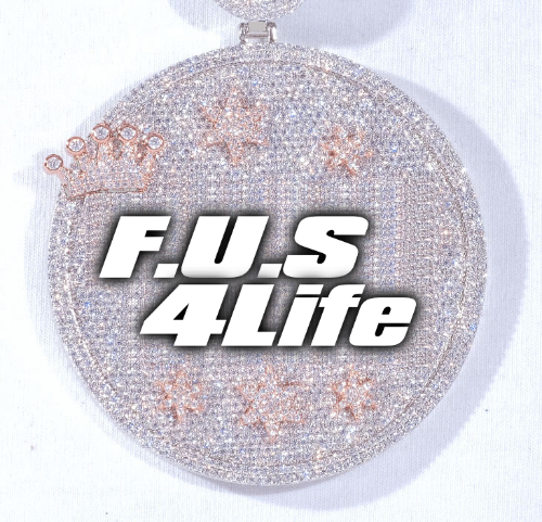 CUSTOM LETTER NECKLACE 3D BIG CROWN DISC