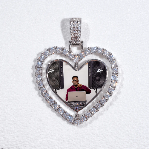 3D Spinning 2-Faced Heart Custom Picture Pendant