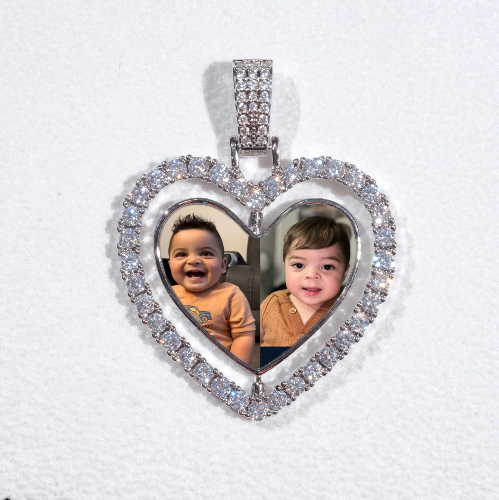 3D Spinning 2-Faced Heart Custom Picture Pendant