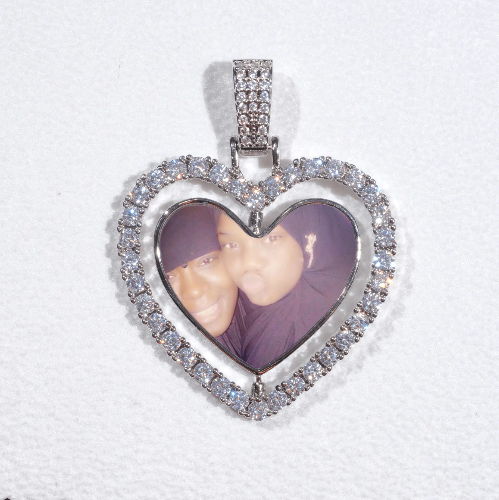 3D Spinning 2-Faced Heart Custom Picture Pendant