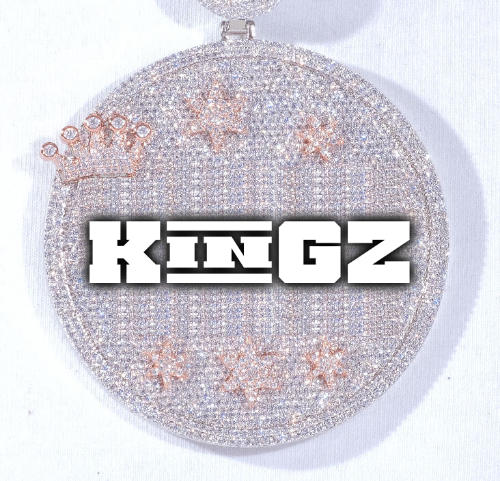 CUSTOM LETTER NECKLACE 3D BIG CROWN DISC