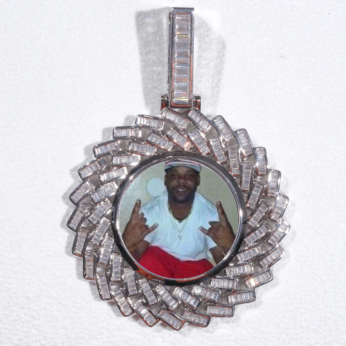 Large 3D Baguette Custom Picture Pendant