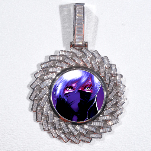 Large 3D Baguette Custom Picture Pendant
