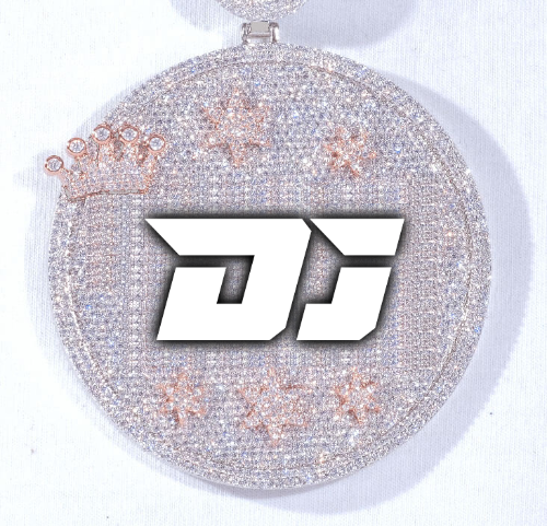 CUSTOM LETTER NECKLACE 3D BIG CROWN DISC
