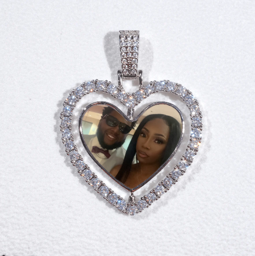 3D Spinning 2-Faced Heart Custom Picture Pendant