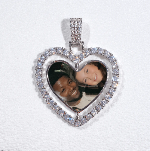 3D Spinning 2-Faced Heart Custom Picture Pendant