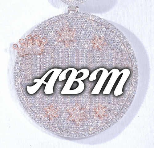 CUSTOM LETTER NECKLACE 3D BIG CROWN DISC