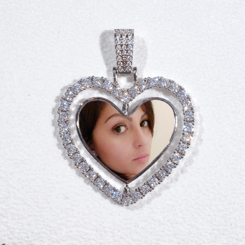 3D Spinning 2-Faced Heart Custom Picture Pendant