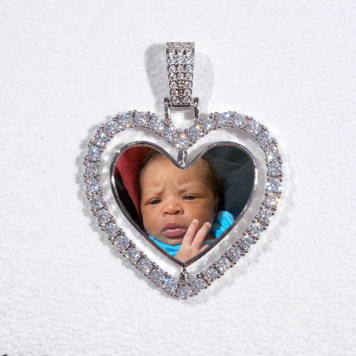 3D Spinning 2-Faced Heart Custom Picture Pendant