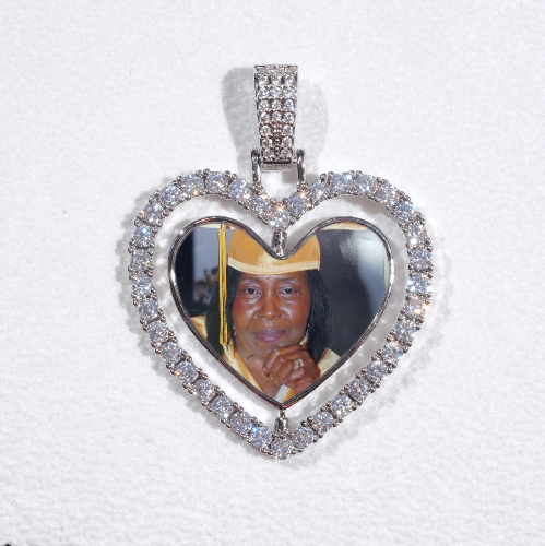 3D Spinning 2-Faced Heart Custom Picture Pendant
