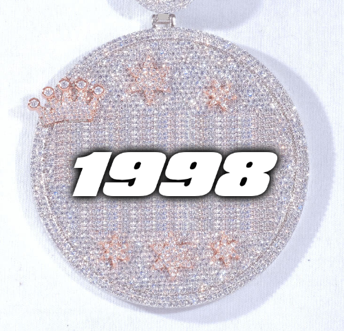 CUSTOM LETTER NECKLACE 3D BIG CROWN DISC