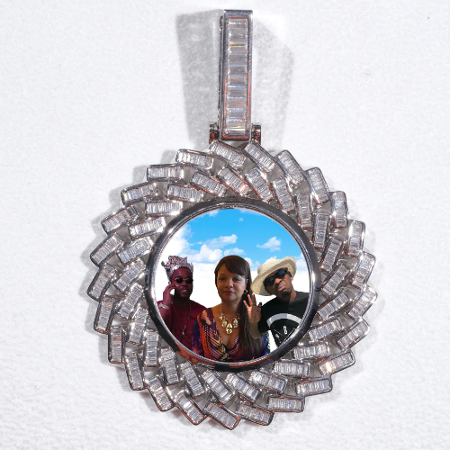 Large 3D Baguette Custom Picture Pendant