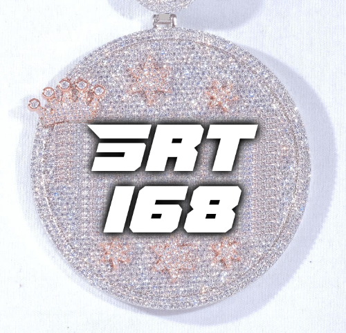 CUSTOM LETTER NECKLACE 3D BIG CROWN DISC