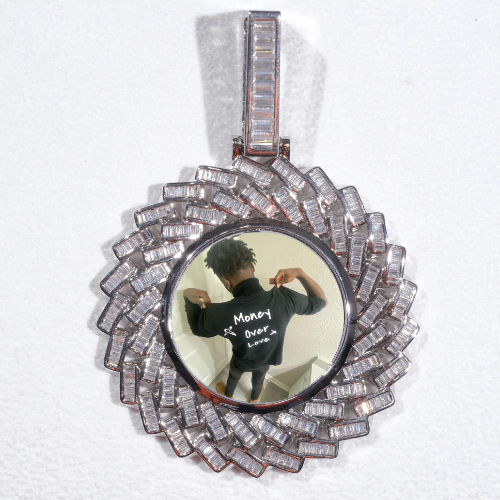 Large 3D Baguette Custom Picture Pendant