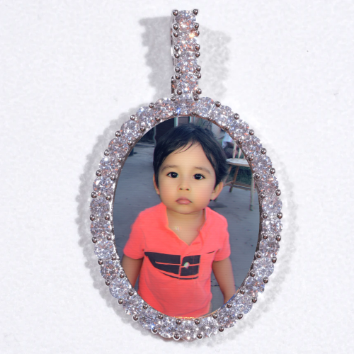 Large 3D Oval Custom Picture Pendant