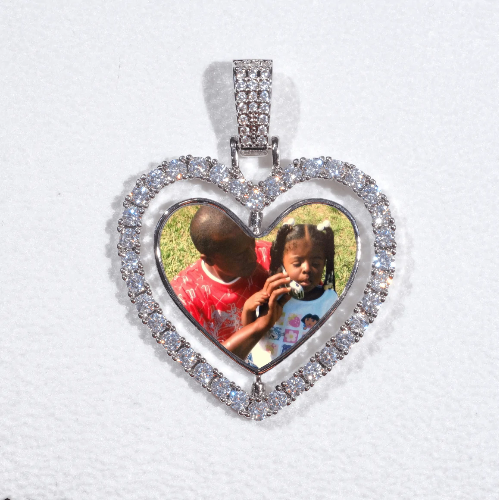 3D Spinning 2-Faced Heart Custom Picture Pendant