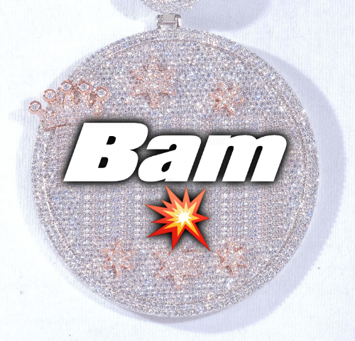 CUSTOM LETTER NECKLACE 3D BIG CROWN DISC