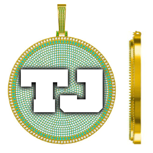 CUSTOM LETTER NECKLACE 3D BIG DISC