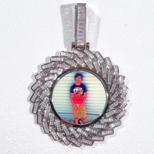 Large 3D Baguette Custom Picture Pendant