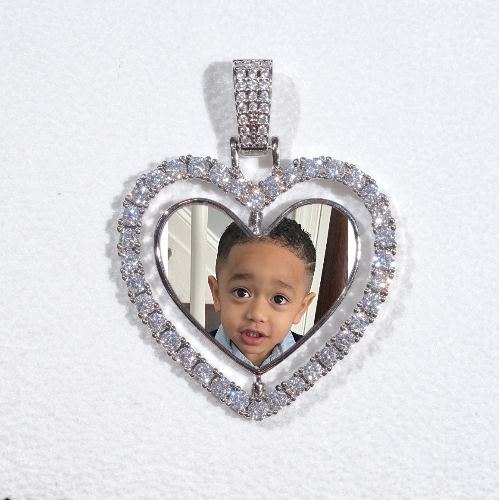 3D Spinning 2-Faced Heart Custom Picture Pendant