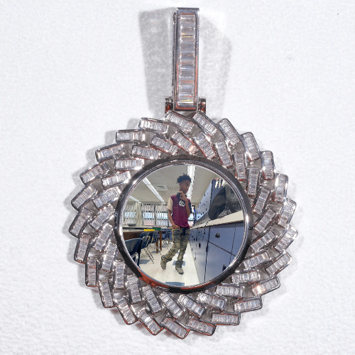 Large 3D Baguette Custom Picture Pendant