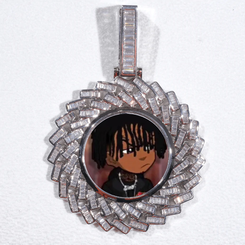 Large 3D Baguette Custom Picture Pendant