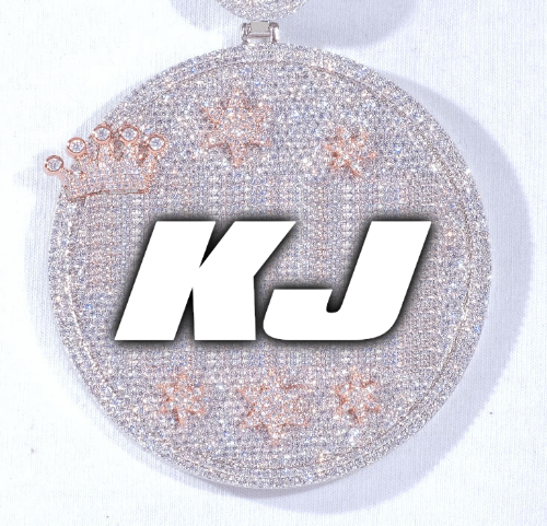 CUSTOM LETTER NECKLACE 3D BIG CROWN DISC