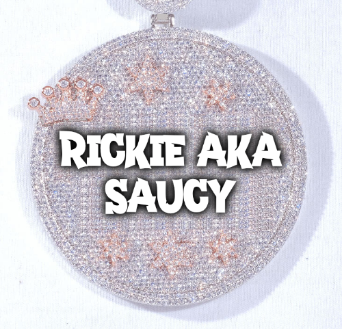 CUSTOM LETTER NECKLACE 3D BIG CROWN DISC