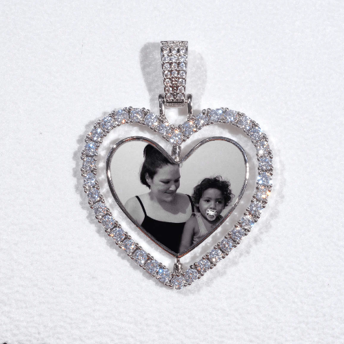 3D Spinning 2-Faced Heart Custom Picture Pendant