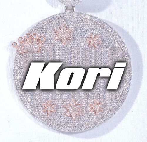 CUSTOM LETTER NECKLACE 3D BIG CROWN DISC