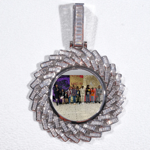 Large 3D Baguette Custom Picture Pendant