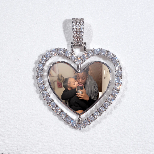 3D Spinning 2-Faced Heart Custom Picture Pendant