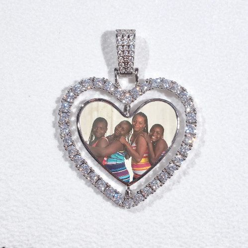 3D Spinning 2-Faced Heart Custom Picture Pendant