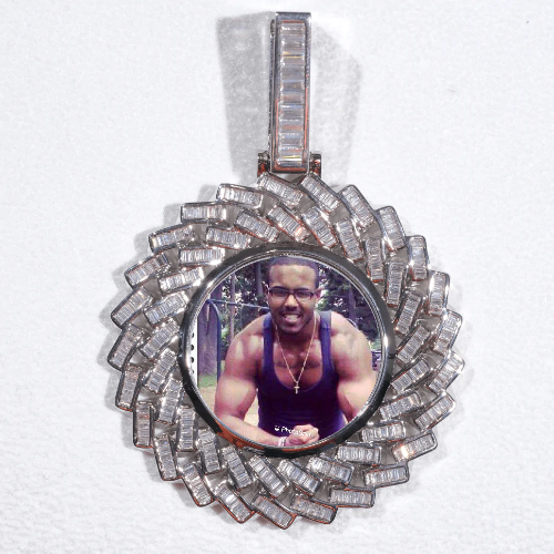 Large 3D Baguette Custom Picture Pendant