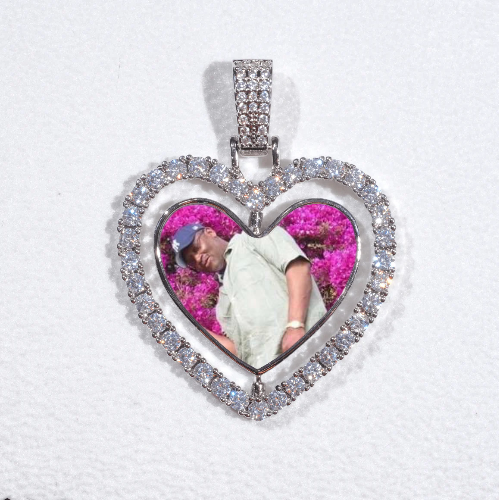 3D Spinning 2-Faced Heart Custom Picture Pendant