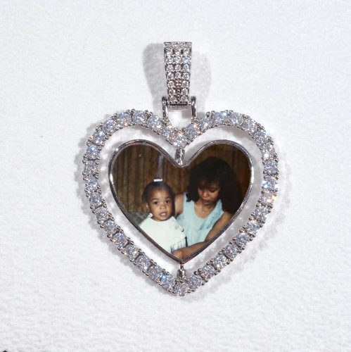 3D Spinning 2-Faced Heart Custom Picture Pendant