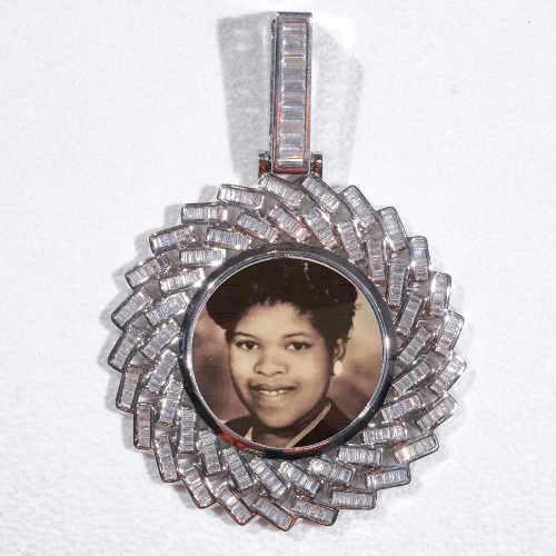 Large 3D Baguette Custom Picture Pendant